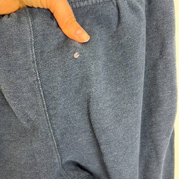 Roots Athletic Cotton Blue Sweatpants FLAW w/ Small 1" hole - Picture 6 of 12
